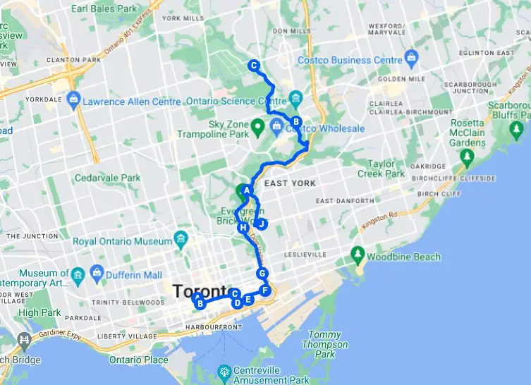 don Valley toronto trail map